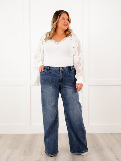 Mica High Rise Dark Wash Wide Leg Jeans