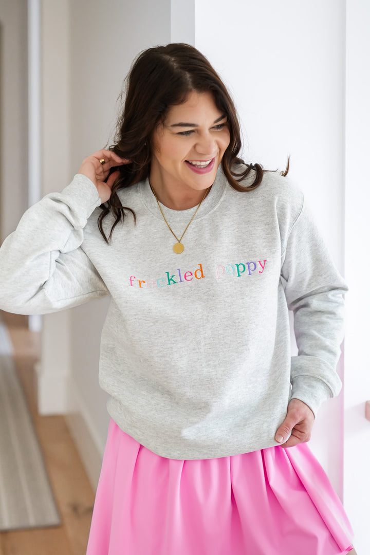 Plus/Reg Long Sleeve "Freckled Poppy" Graphic Sweatshirt