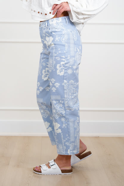 Multi Print Mid Rise Twill Pants