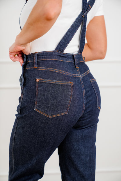 Judy Blue Dark Wash High Rise Classic Wide Leg Overalls