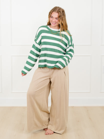 Knit Stripe Long Sleeve Pullover Sweater