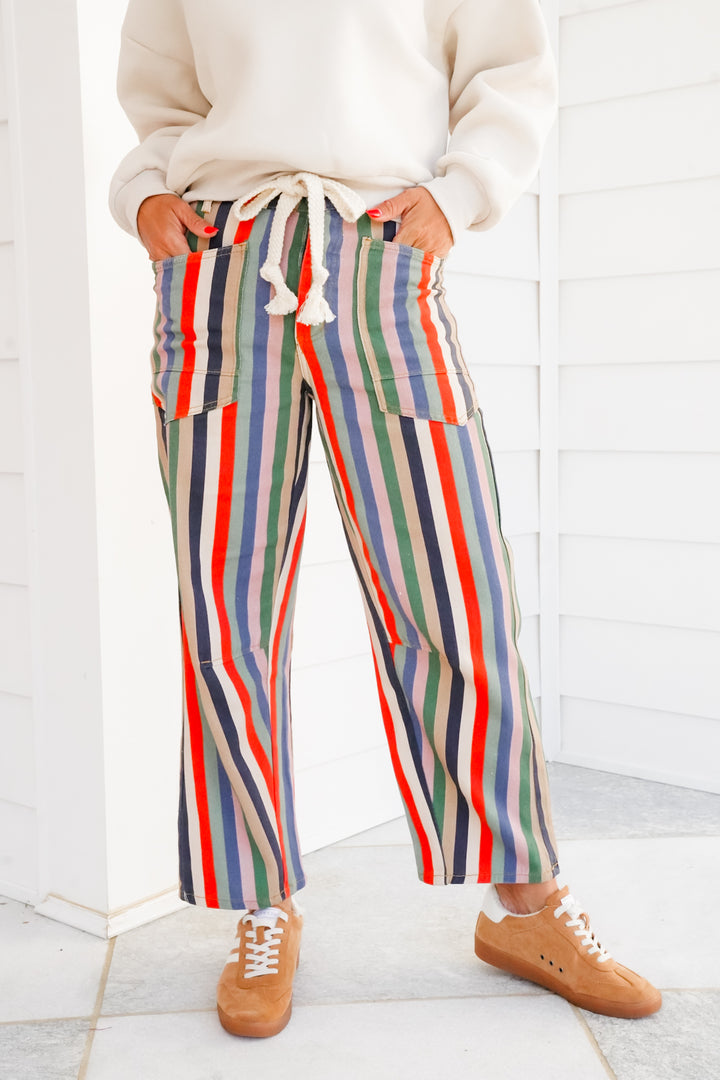 Vertical Stripe Relaxed Fit Pants