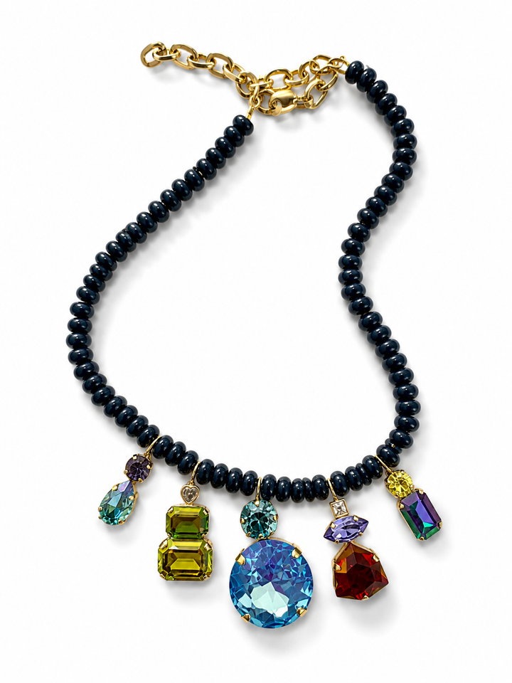 TOVA Maritess Crystal Pendant Necklace in Midnight Express