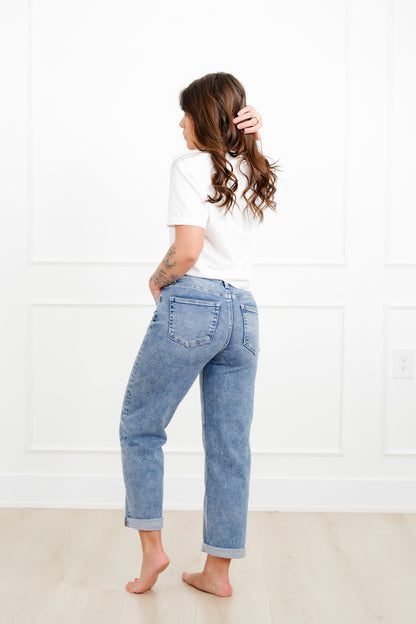 Restock! Risen High Rise Medium Wash Boyfriend Jeans