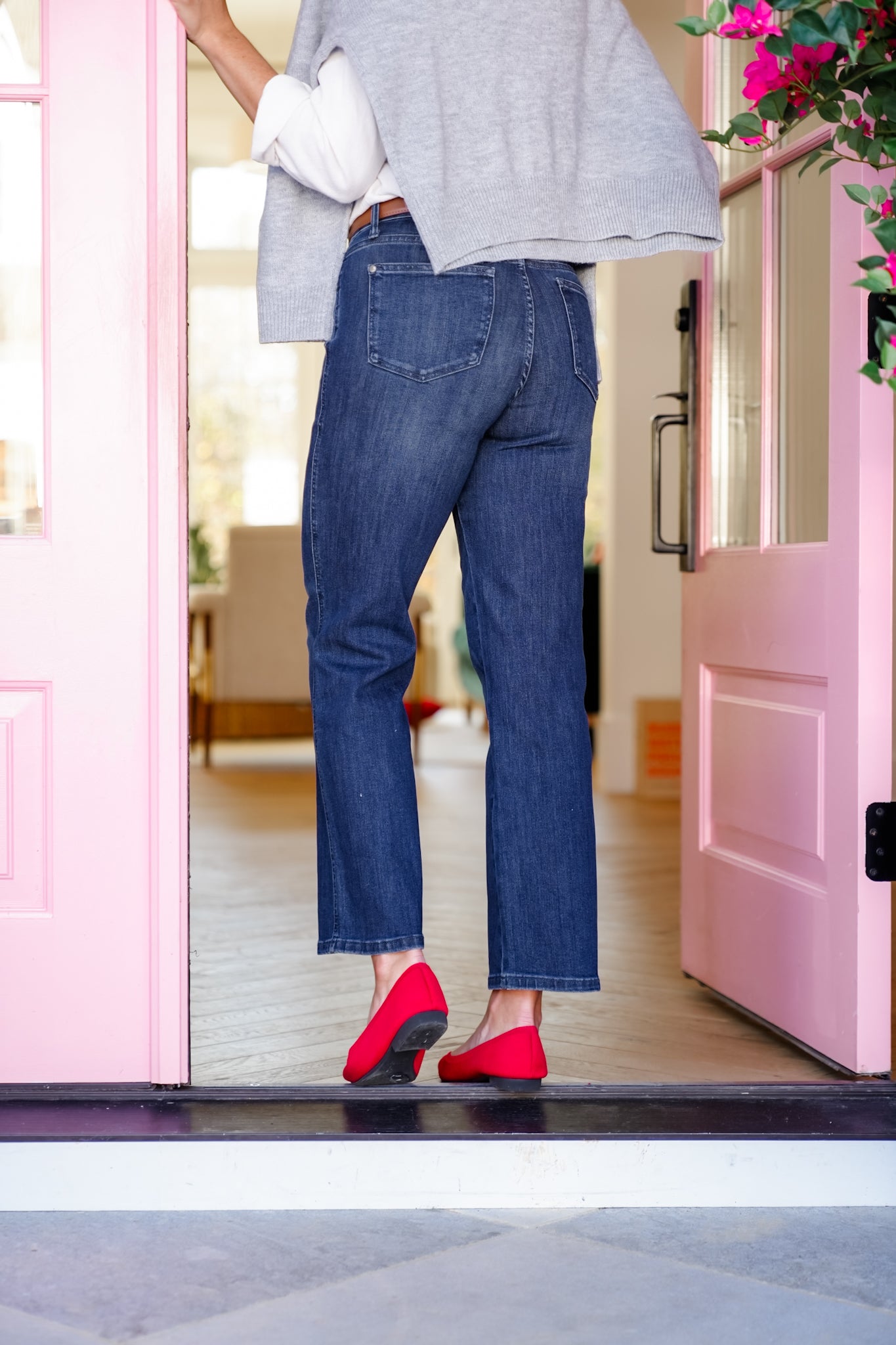 Judy Blue Mid Rise Dark Wash Petite Tummy Control Classic Straight Leg Jeans