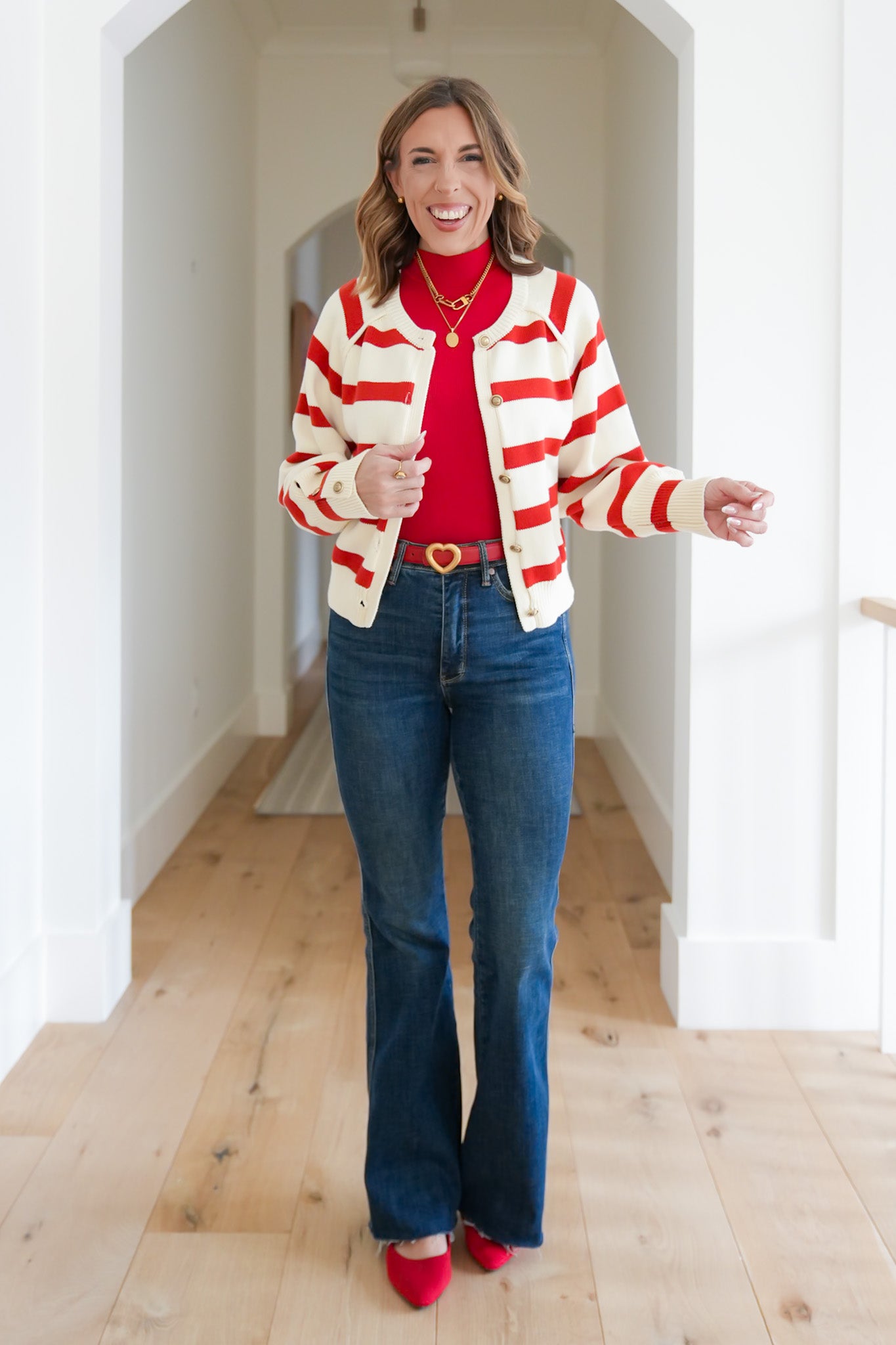 Stripe Long Sleeve Button Down Cardigan