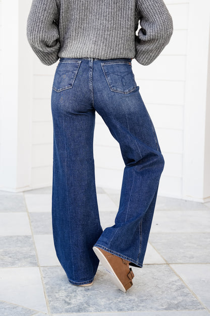 Restock Judy Blue Retrograde High Rise Dark Wash Tummy Control Wide Leg Jeans