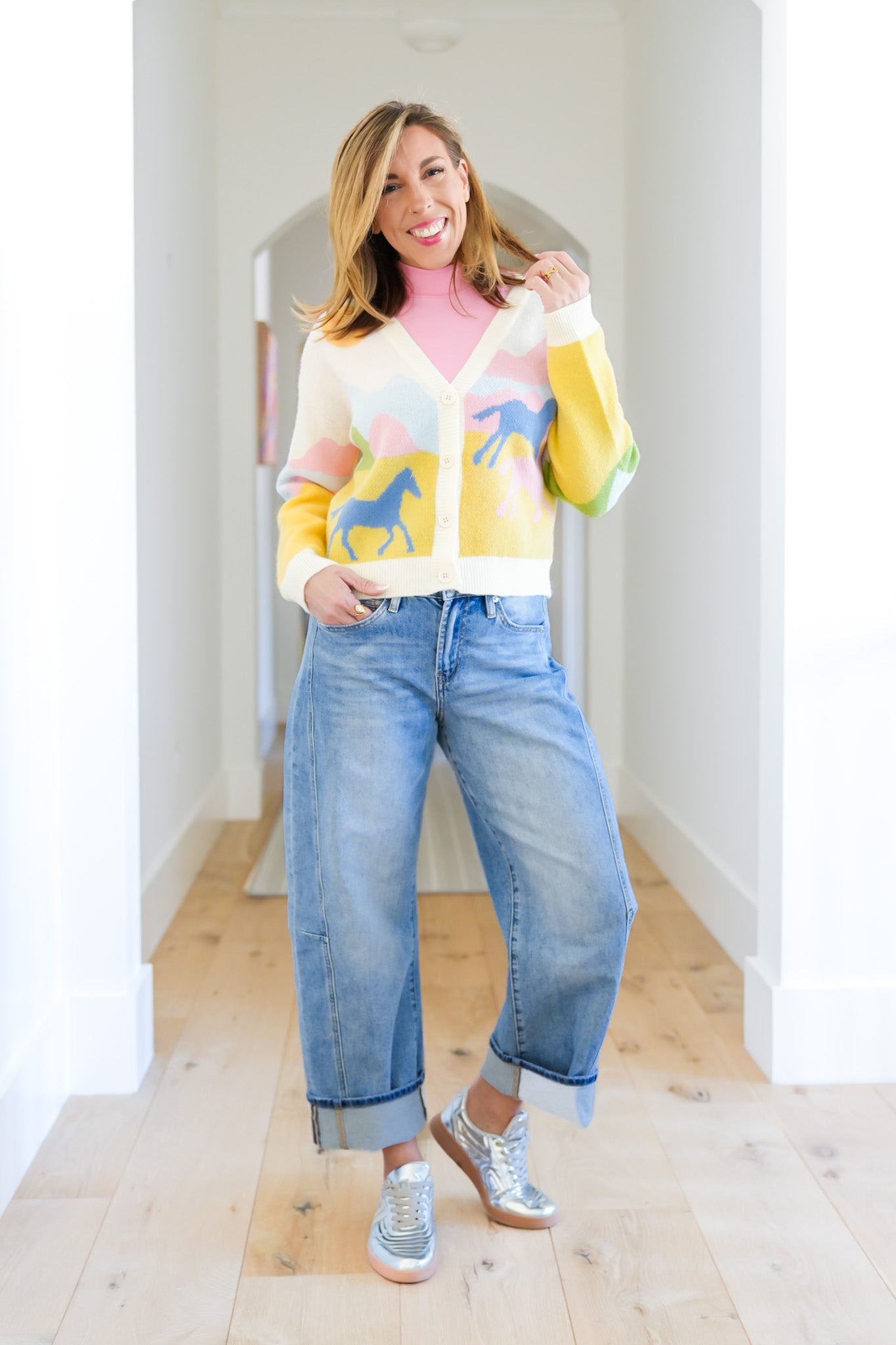 Western Theme Long Sleeve Button Down Cardigan