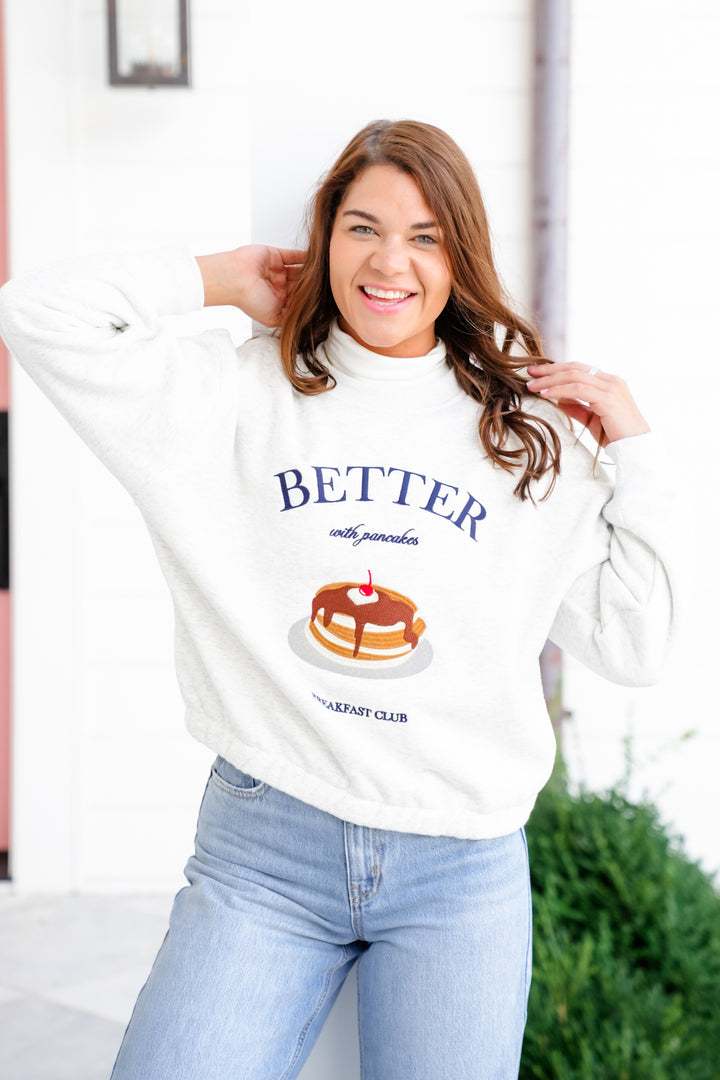 Long Sleeve " Better With Pancakes" Pullover Sweatshirt