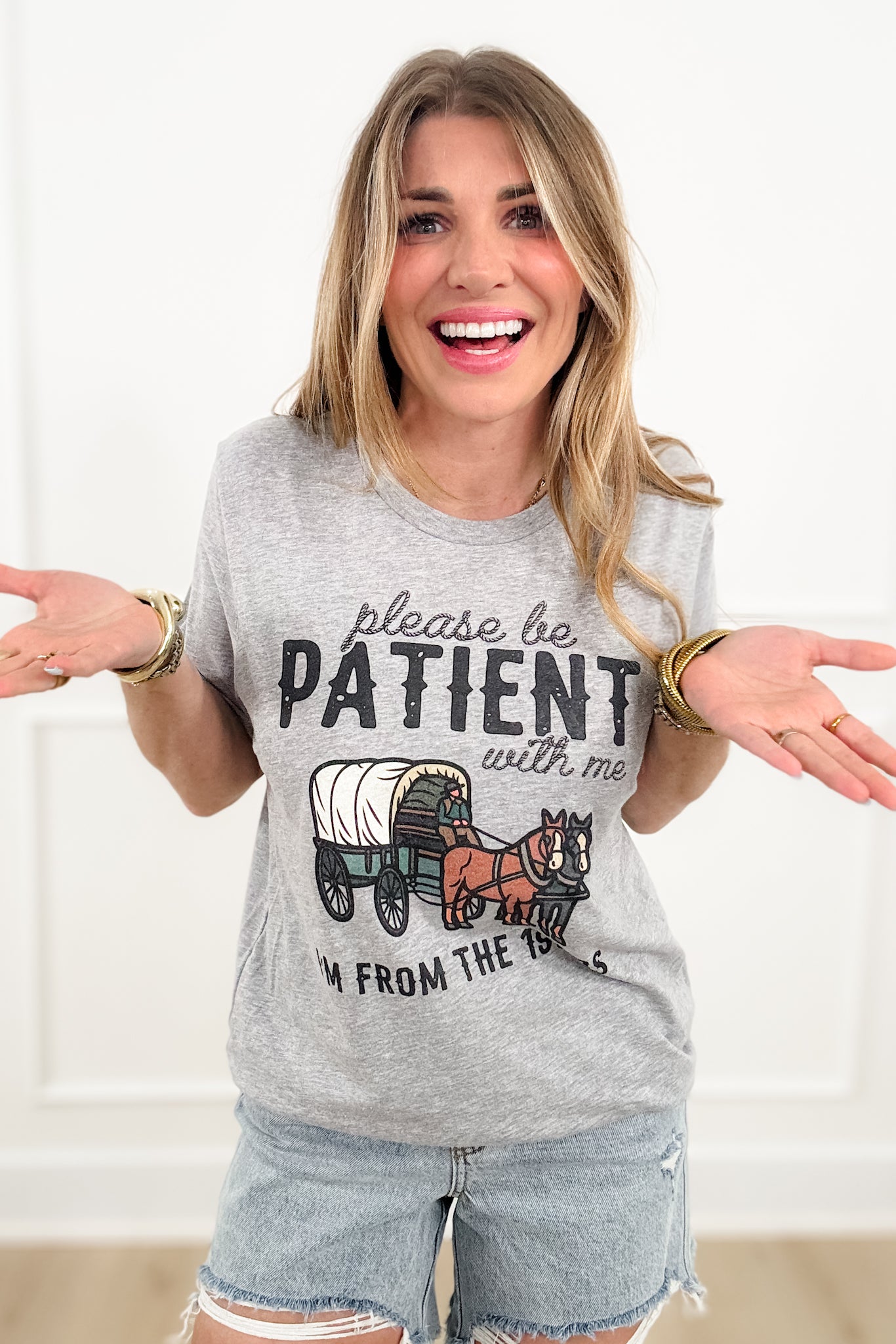 Plus/Reg Short Sleeve "Please Be Patient..." Graphic Tee