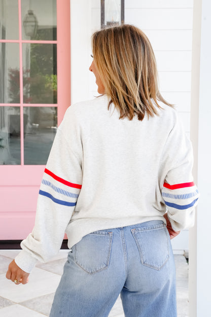 Long Sleeve "USA" Patch Pullover Sweatshirt