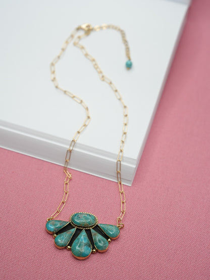 BOHO SOL Brass Large Half Cluster Necklace