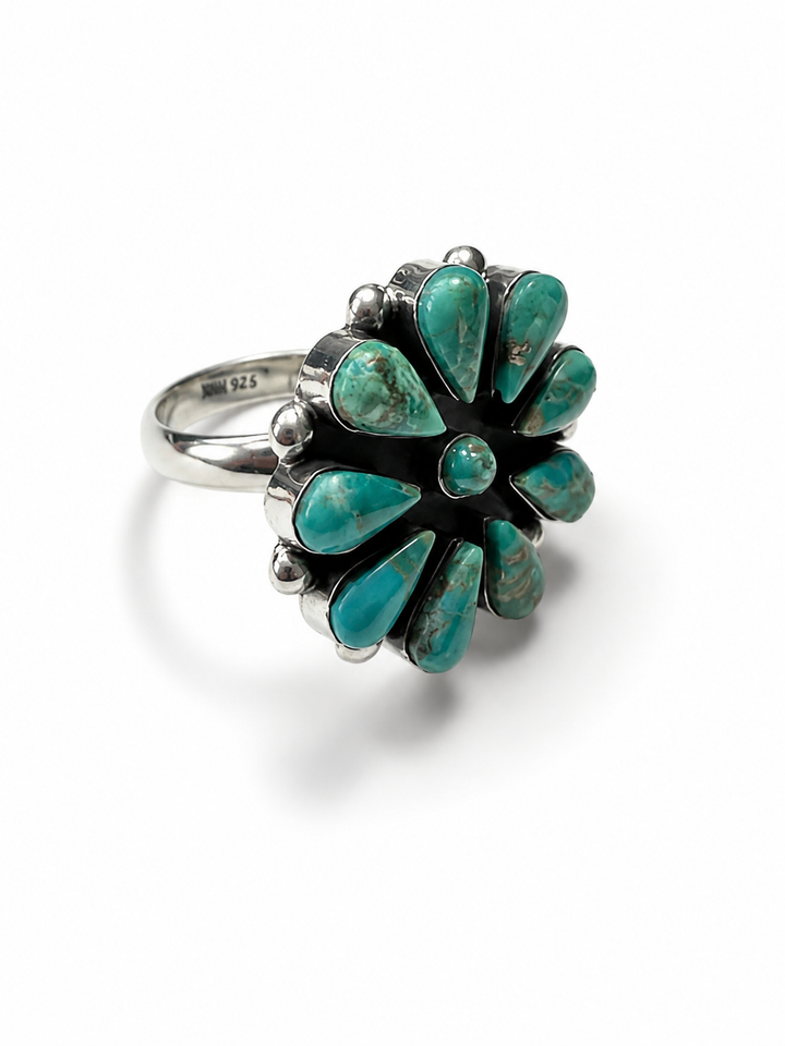 BOHO SOL Silver Turquoise Cluster Ring