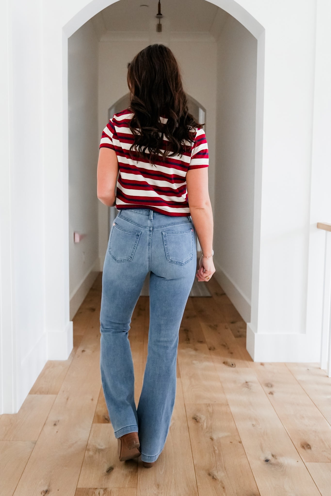 Judy Blue Mid Rise Medium Wash Bootcut Jeans with Front Patch Pockets