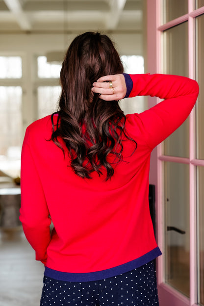 Color Block Trim Long Sleeve Cardigan