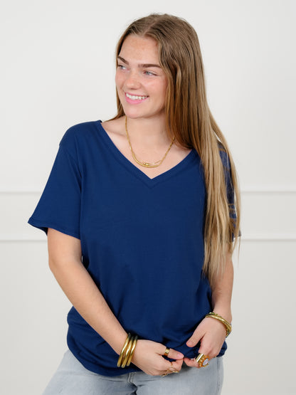 Door Buster! Plus/Reg Zenana Cotton Short Sleeve V Neck Tee