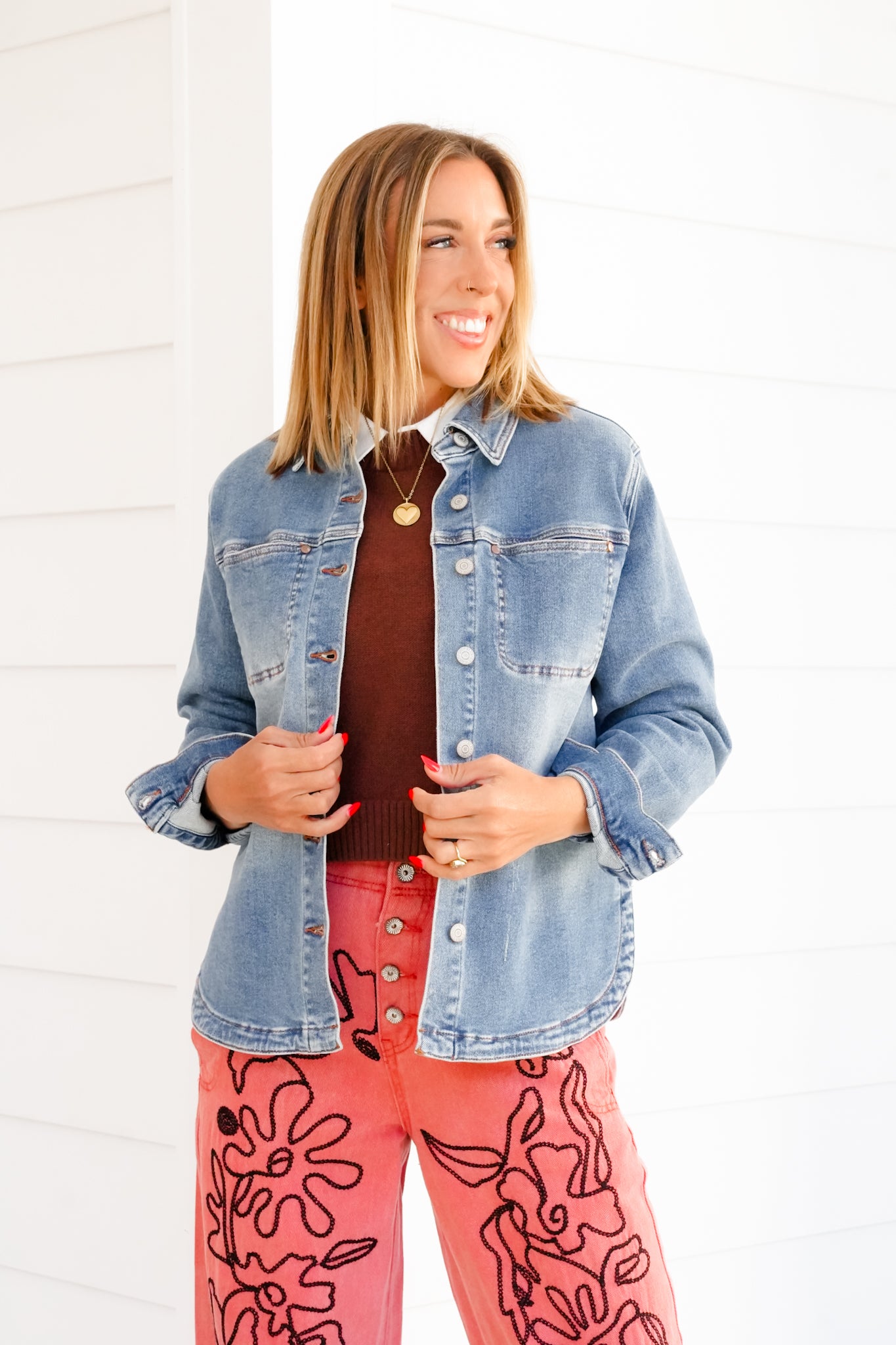 Plus/Reg Judy Blue Medium Wash Button Down Shacket