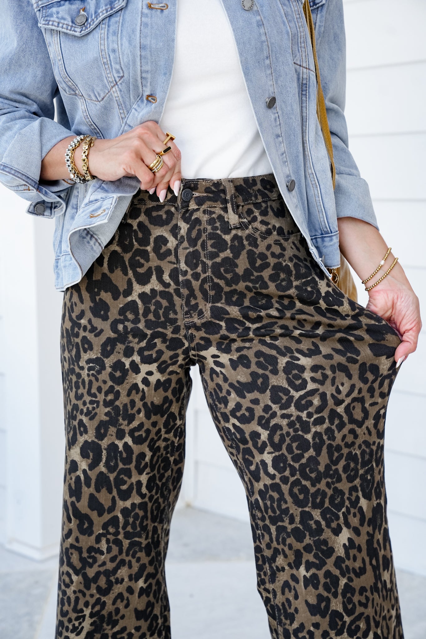 Judy Blue High Rise Leopard Retro Wide Leg Jeans