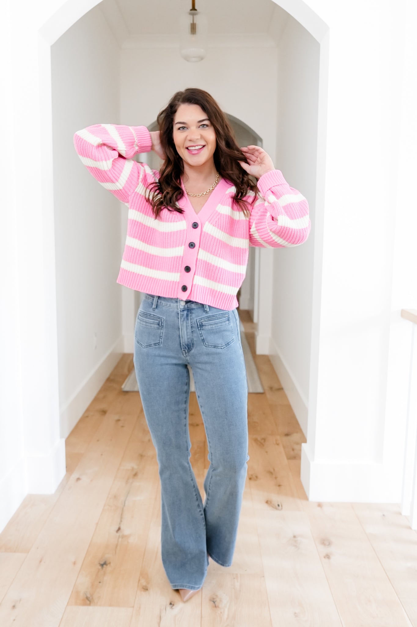 Judy Blue High Rise Medium Wash Flare Jeans with Front Patch Pockets