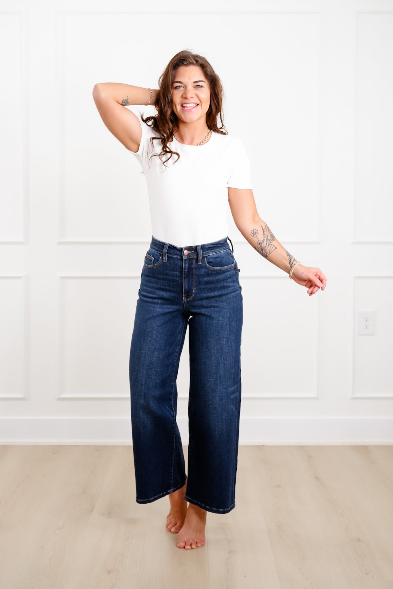 Judy Blue High Rise Dark Wash Ankle Wide Leg Jeans