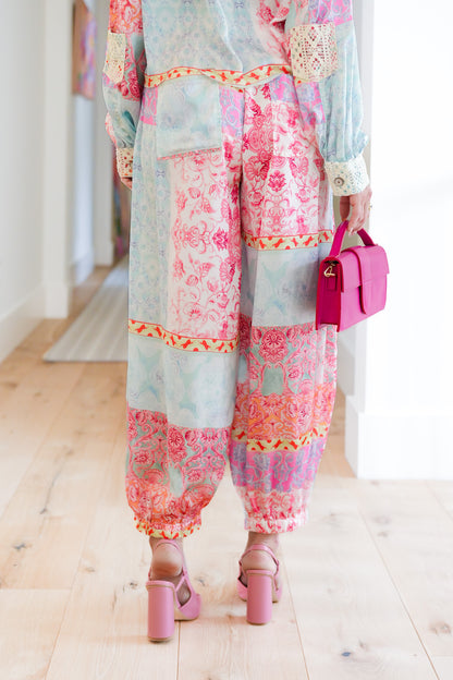 POL Multi Print Elastic Waist Relaxed Joggers