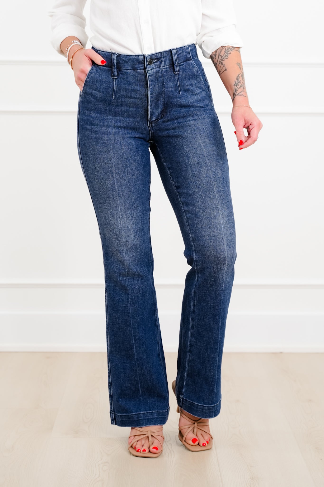 Judy Blue The Sutton Mid Rise Dark Wash Tummy Control Bootcut Trouser Jeans