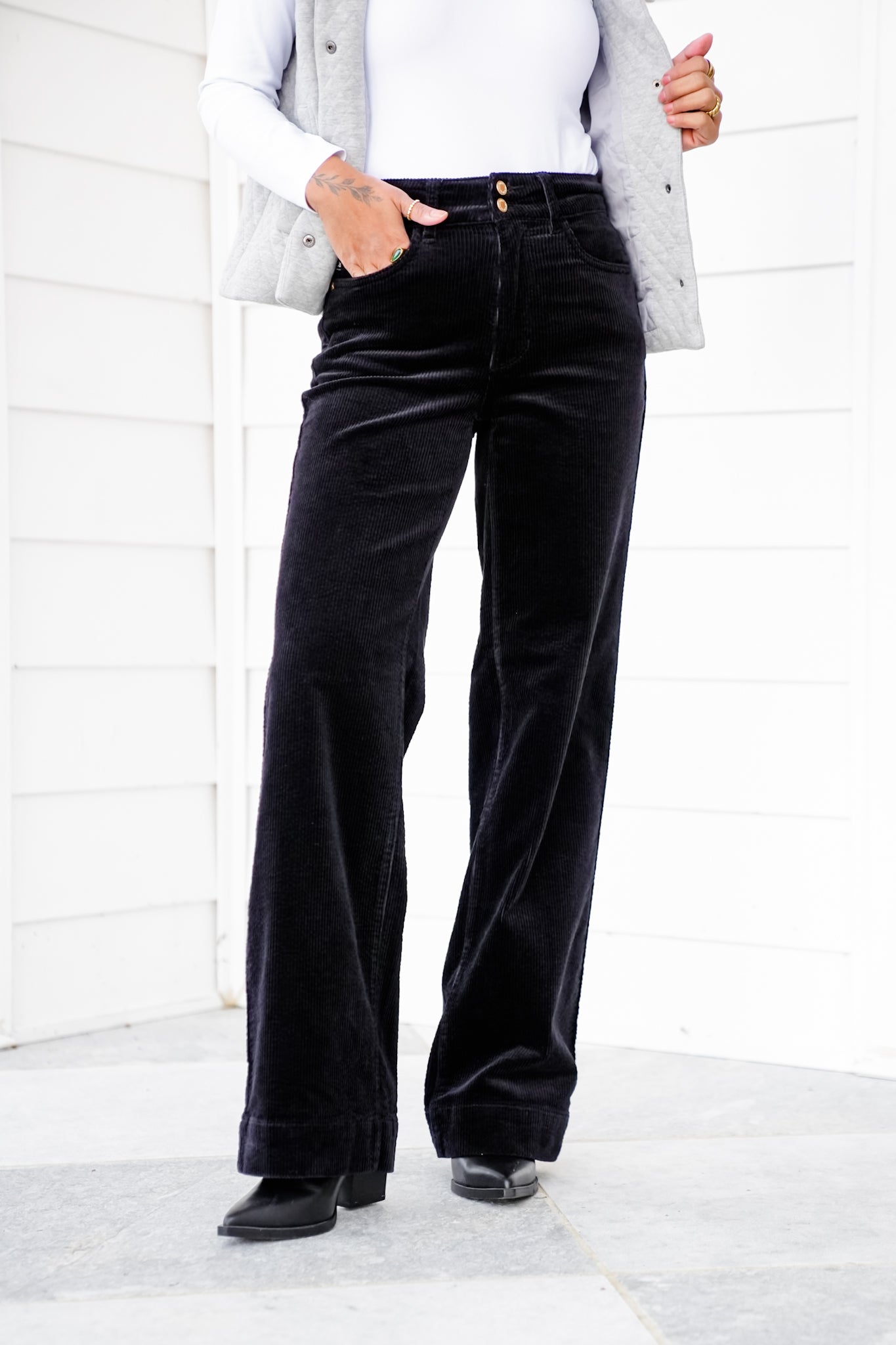 Judy Blue High Rise Black Corduroy Wide Leg Trouser