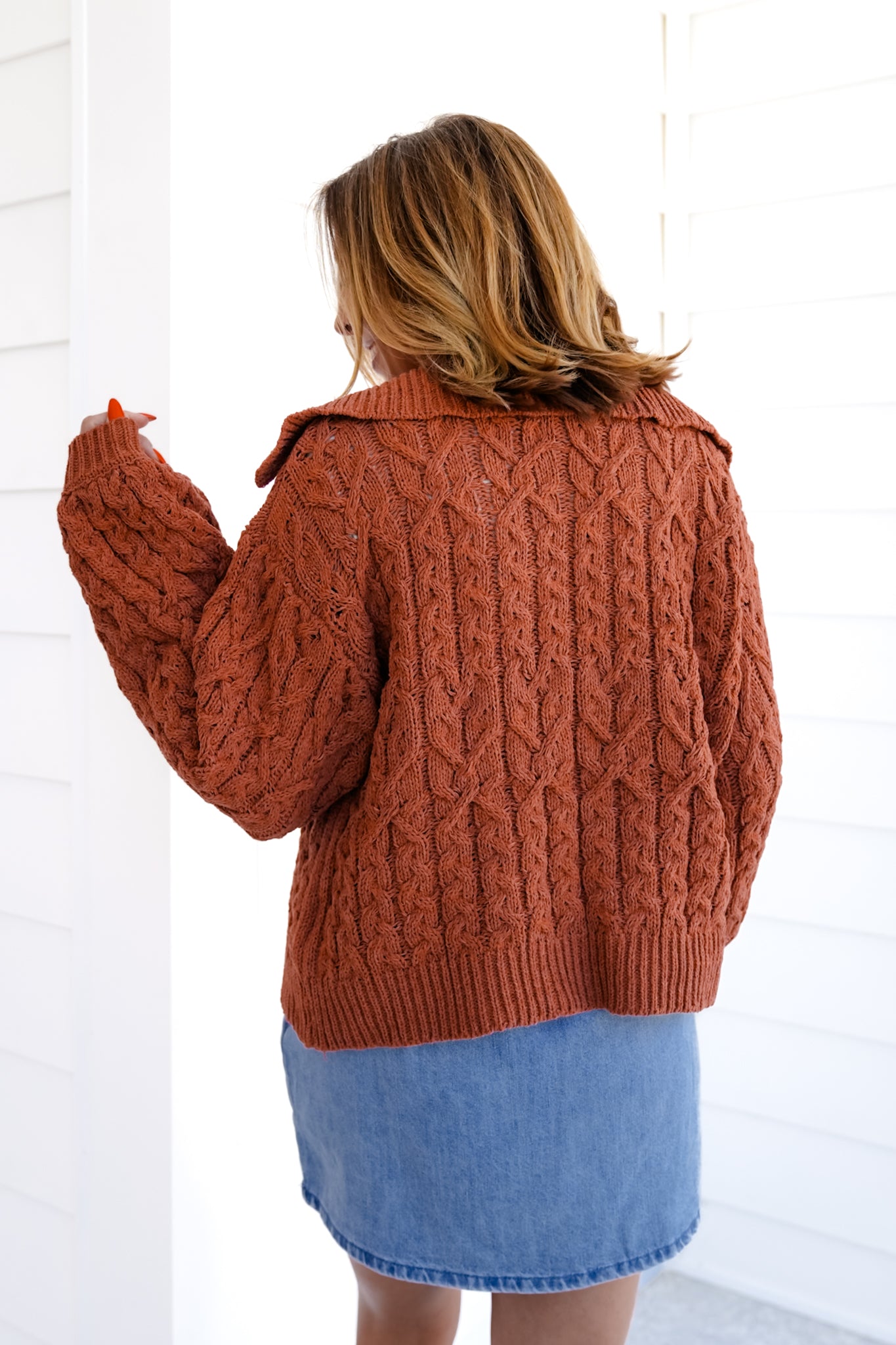 POL Knit Long Sleeve Button Up Sweater Top