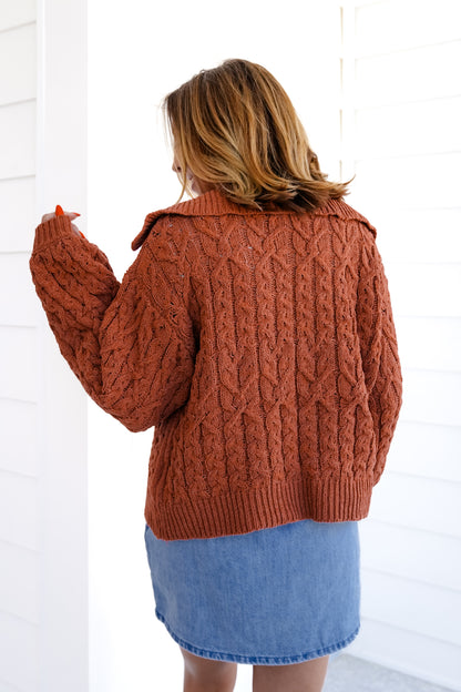 POL Knit Long Sleeve Button Up Sweater Top