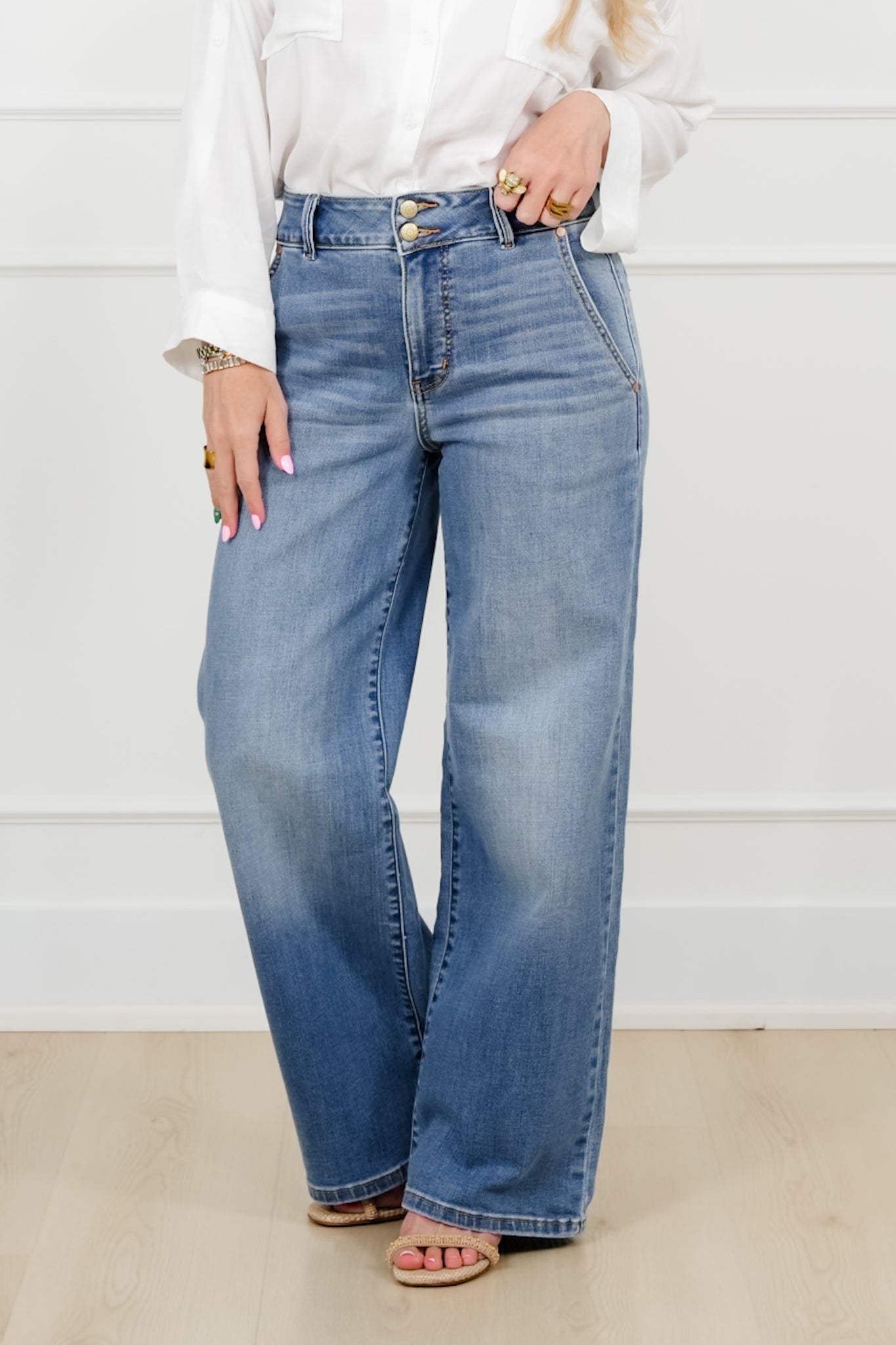 Judy Blue High Rise Medium Wash Multiple Inseam Column Jeans with