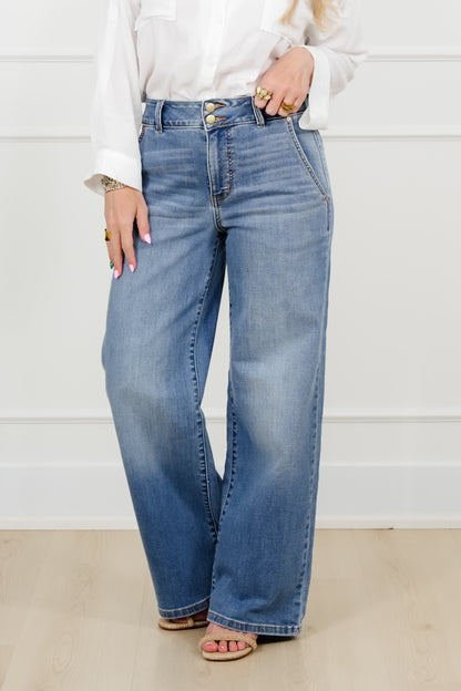 Judy Blue High Rise Medium Wash Multiple Inseam Column Jeans with Trouser Styling