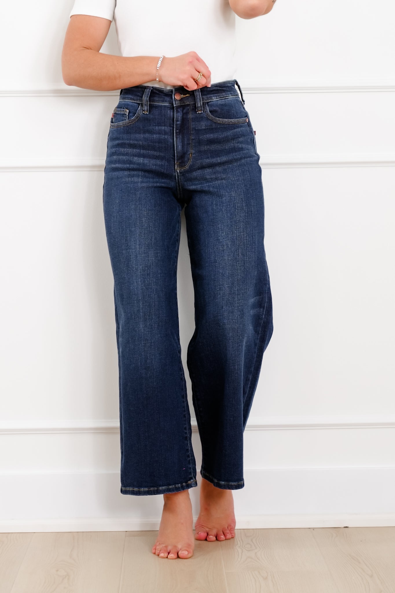 Judy Blue High Rise Dark Wash Ankle Wide Leg Jeans