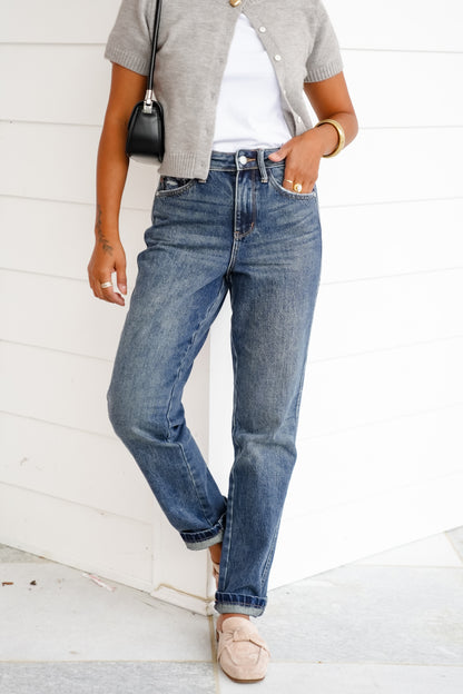 Judy Blue High Rise Dark Wash Rigid Magic Straight Leg Jeans