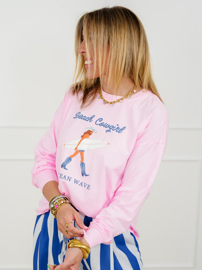 Long Sleeve "Beach Cowgirl" Graphic Tee