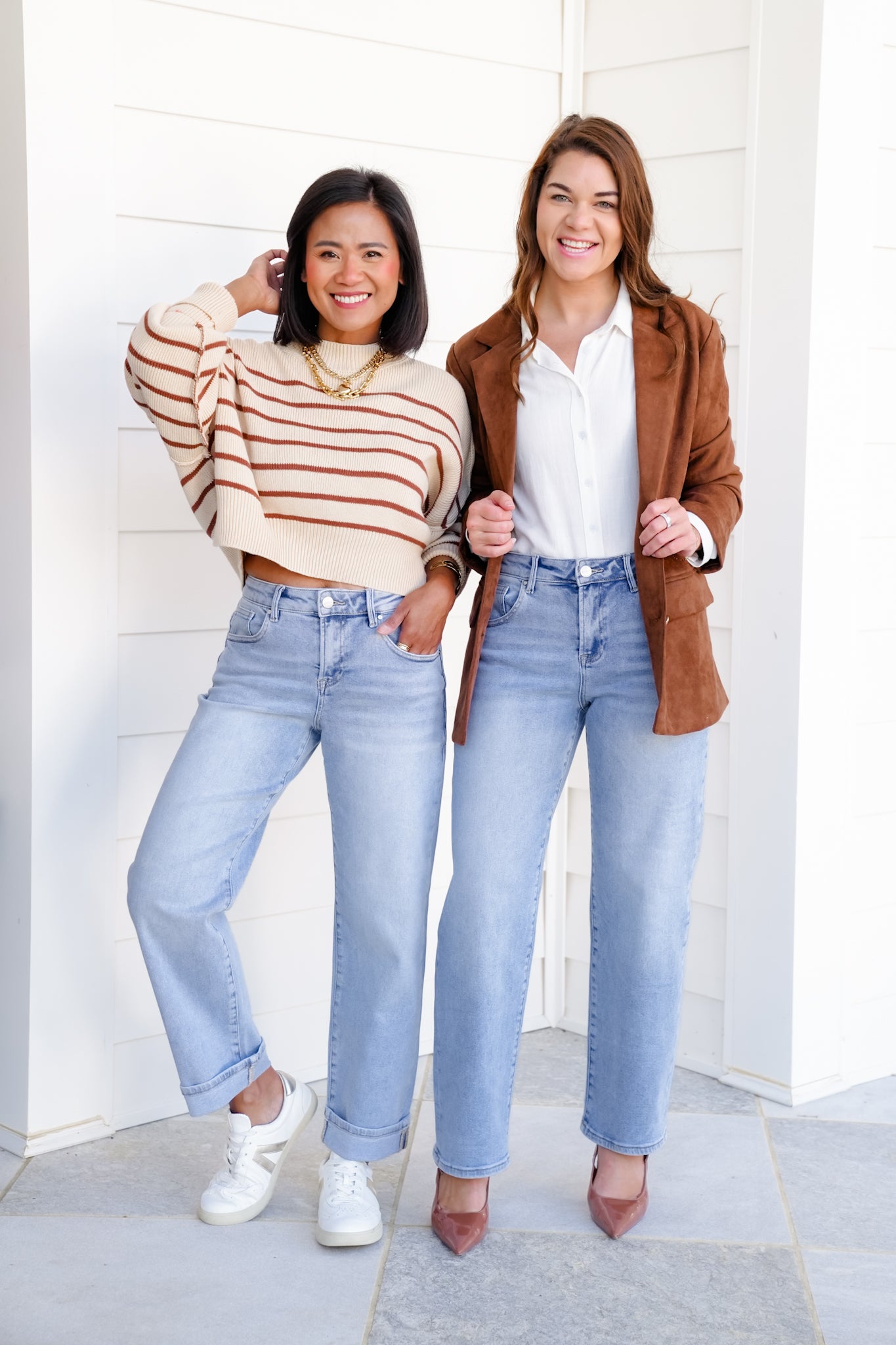 Risen High Rise Light Wash Cuffed Barrel Jeans