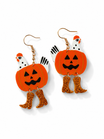Halloween Cowboy Chicken Acrylic Dangle Earrings