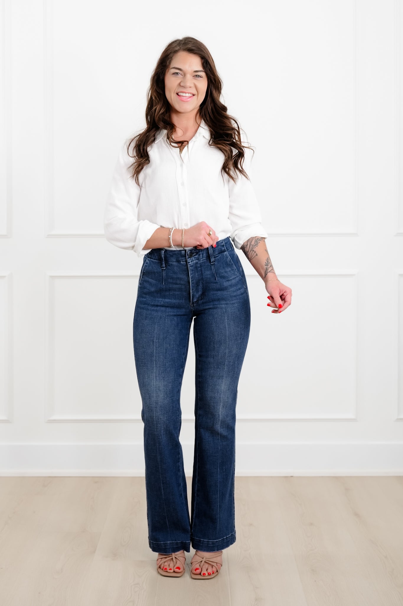 Judy Blue The Sutton Mid Rise Dark Wash Tummy Control Bootcut Trouser Jeans