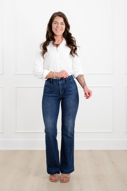 Judy Blue The Sutton Mid Rise Dark Wash Tummy Control Bootcut Trouser Jeans