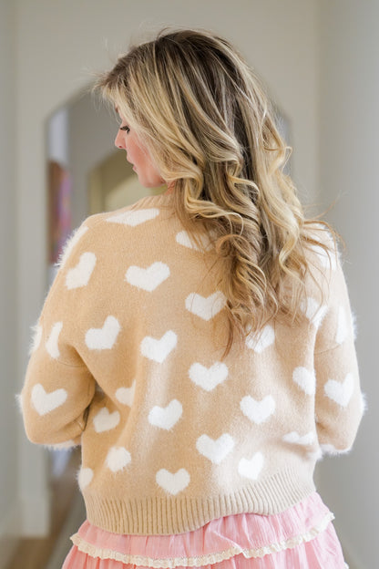 Heart Pattern Long Sleeve Cardigan Sweater