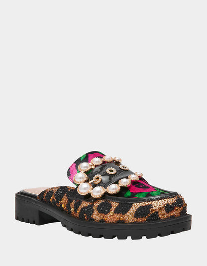 Betsey Johnson Embellished Leopard Platform Mule