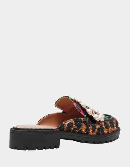 Betsey Johnson Embellished Leopard Platform Mule