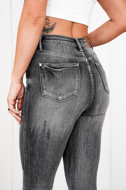 Judy Blue 50 Shades of Grey High Rise Grey Wash Tummy Control Skinny Jeans With Release  Hem