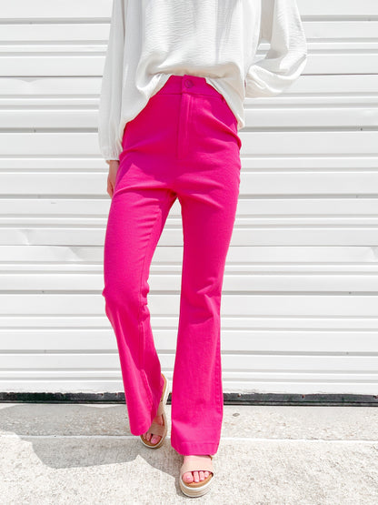 Solid Leg Pants With Back Pocket Detail (Multiple Colors)