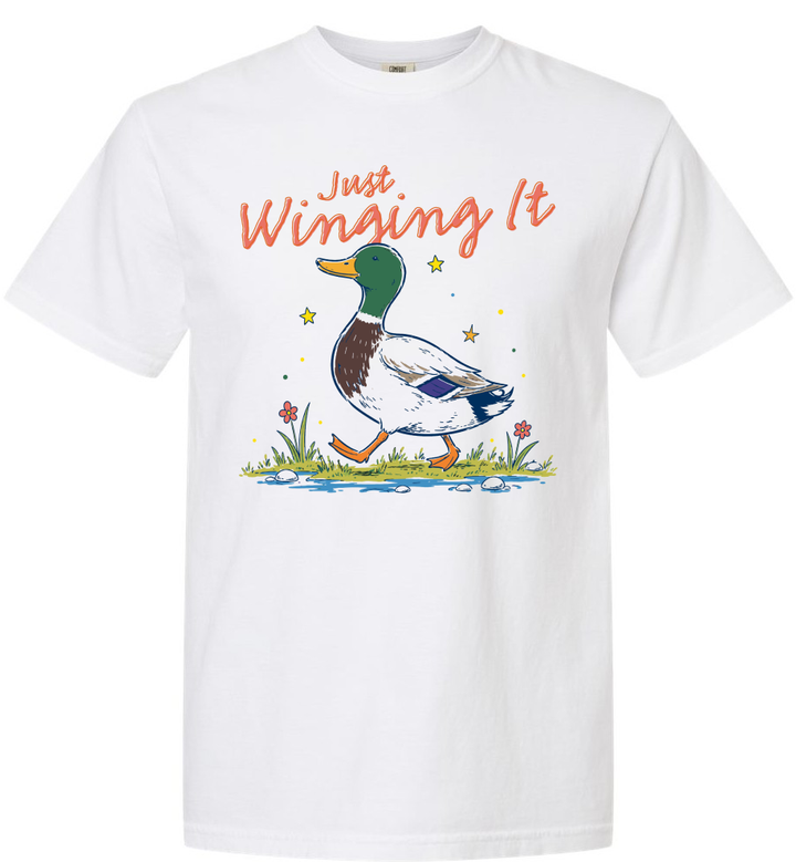 Plus/Reg Short Sleeve "Just Winging It" Duck Graphic Tee