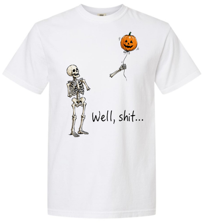 Plus/Reg Short Sleeve Skeleton Balloon Halloween Graphic Tee