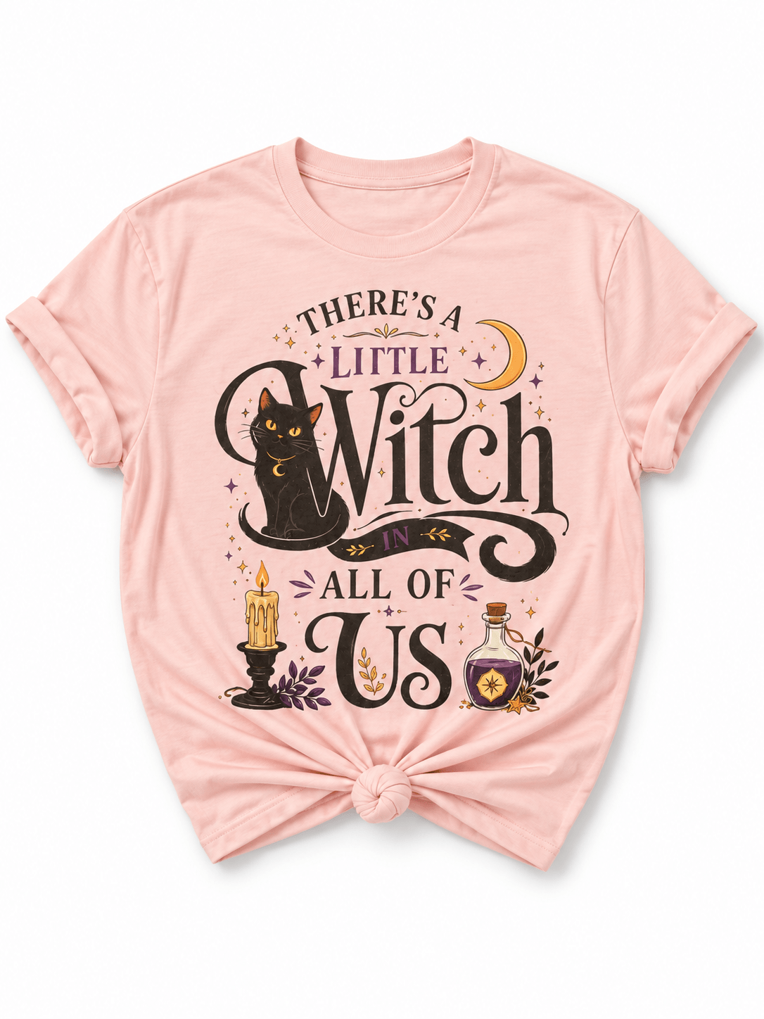 Plus/Reg Short Sleeve "There's A Little Witch" Graphic Tee - Freckled Poppy