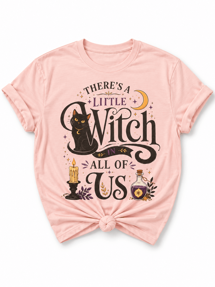 Plus/Reg Short Sleeve "There's A Little Witch" Graphic Tee - Freckled Poppy