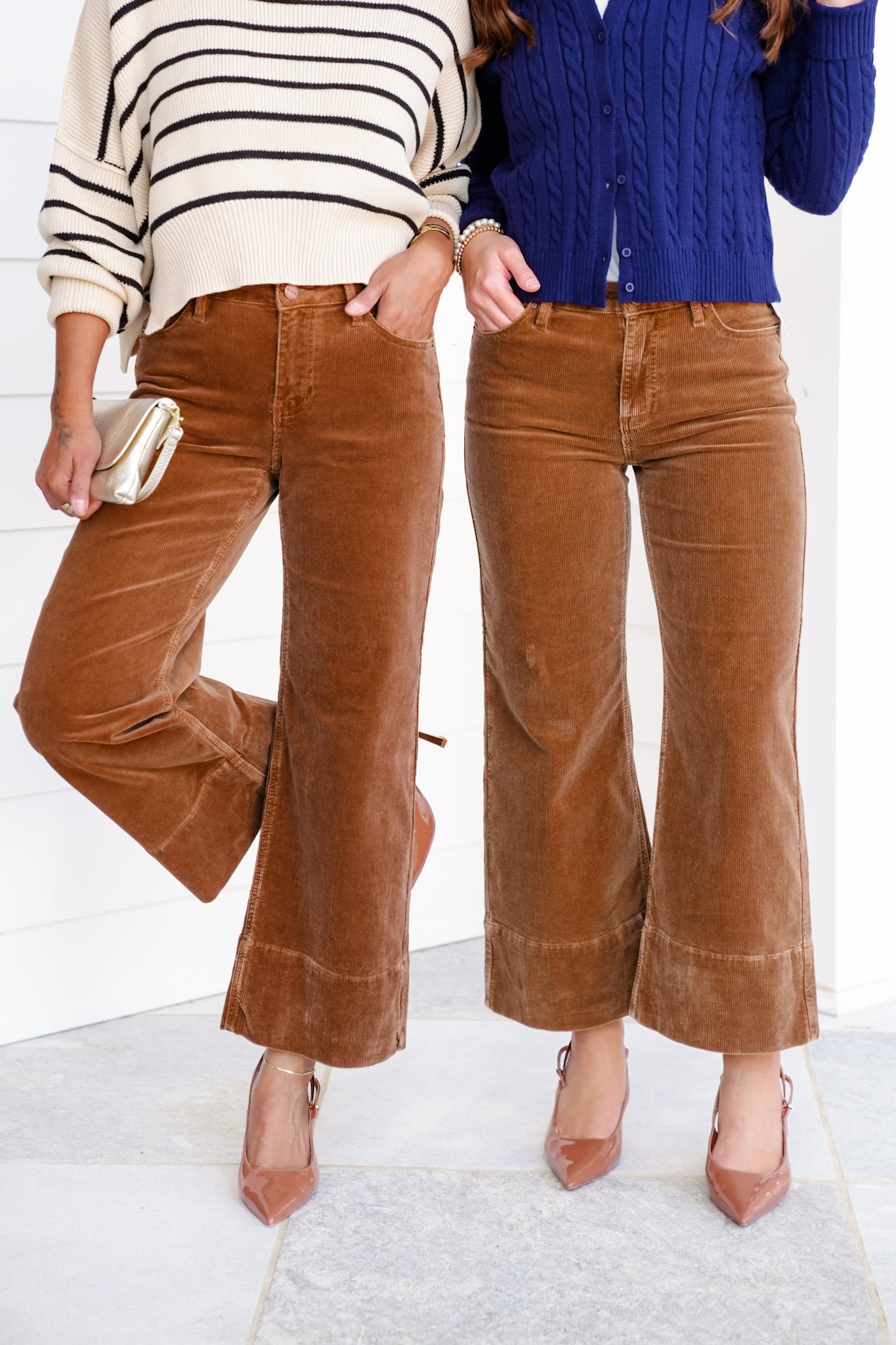 Risen High Rise Brown Corduroy Wide Leg Pants