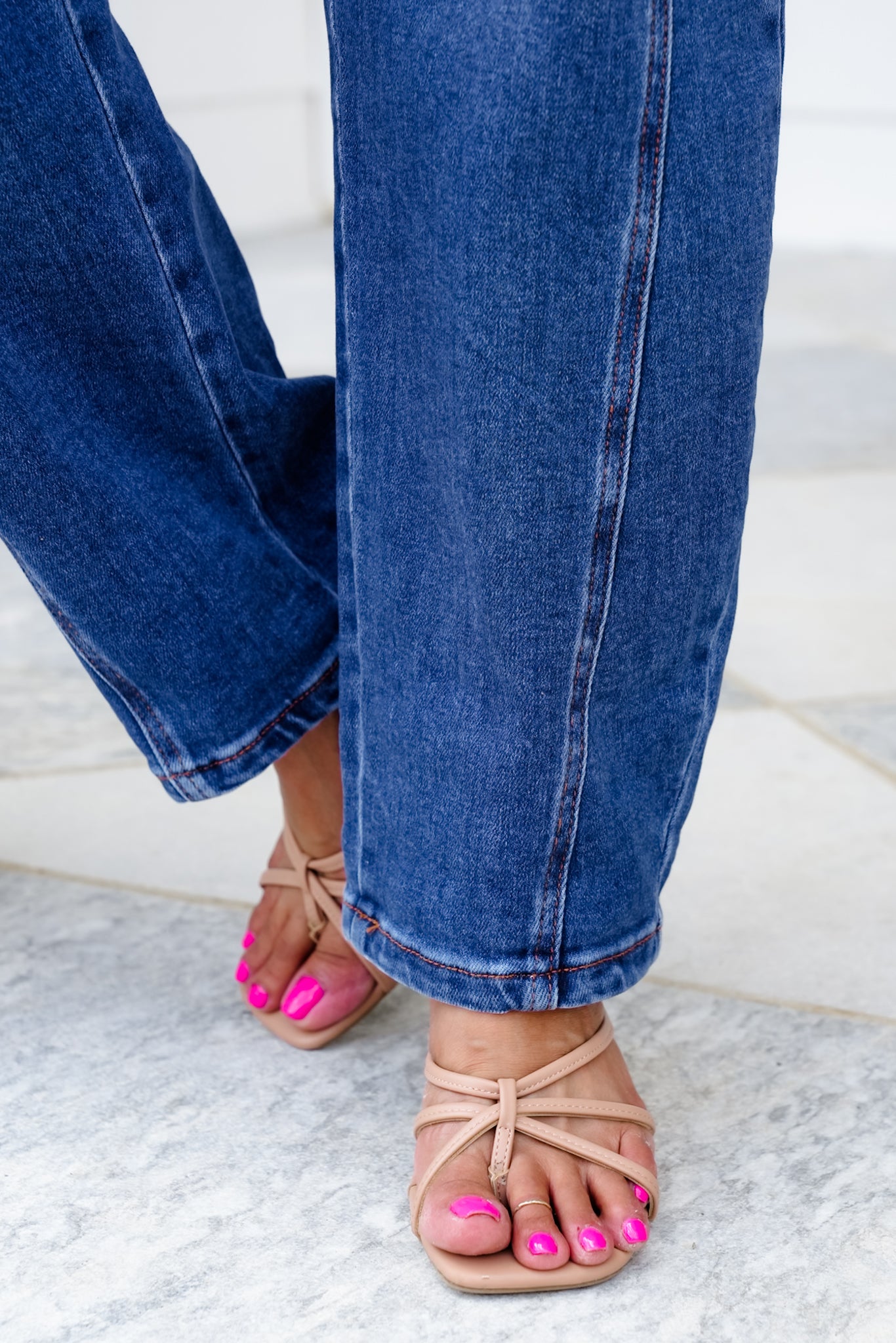 Risen High Rise Dark Wash Boyfriend Cuffed Barrel Jeans
