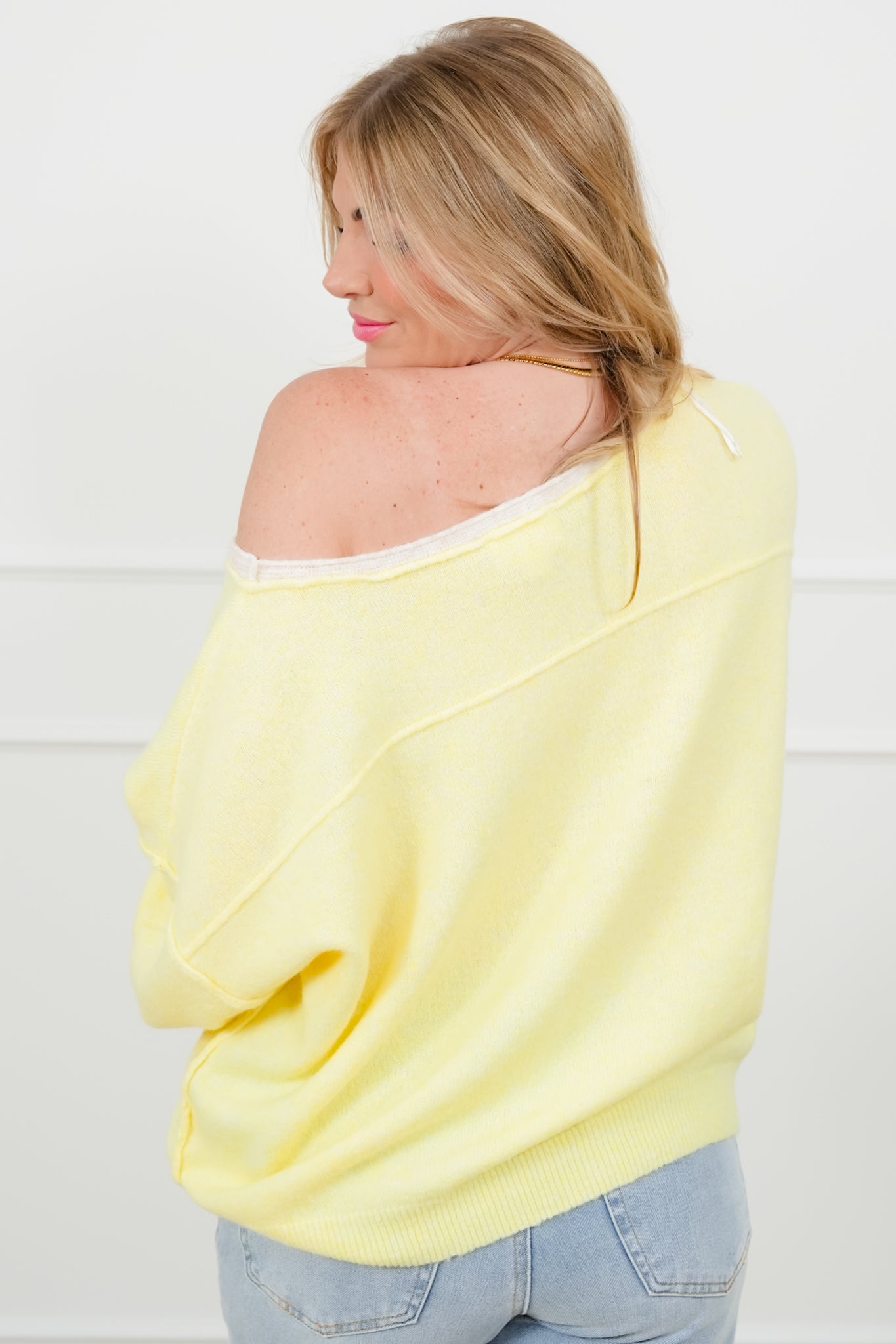 Long Sleeve Pullover Sweater with Reverse Seams